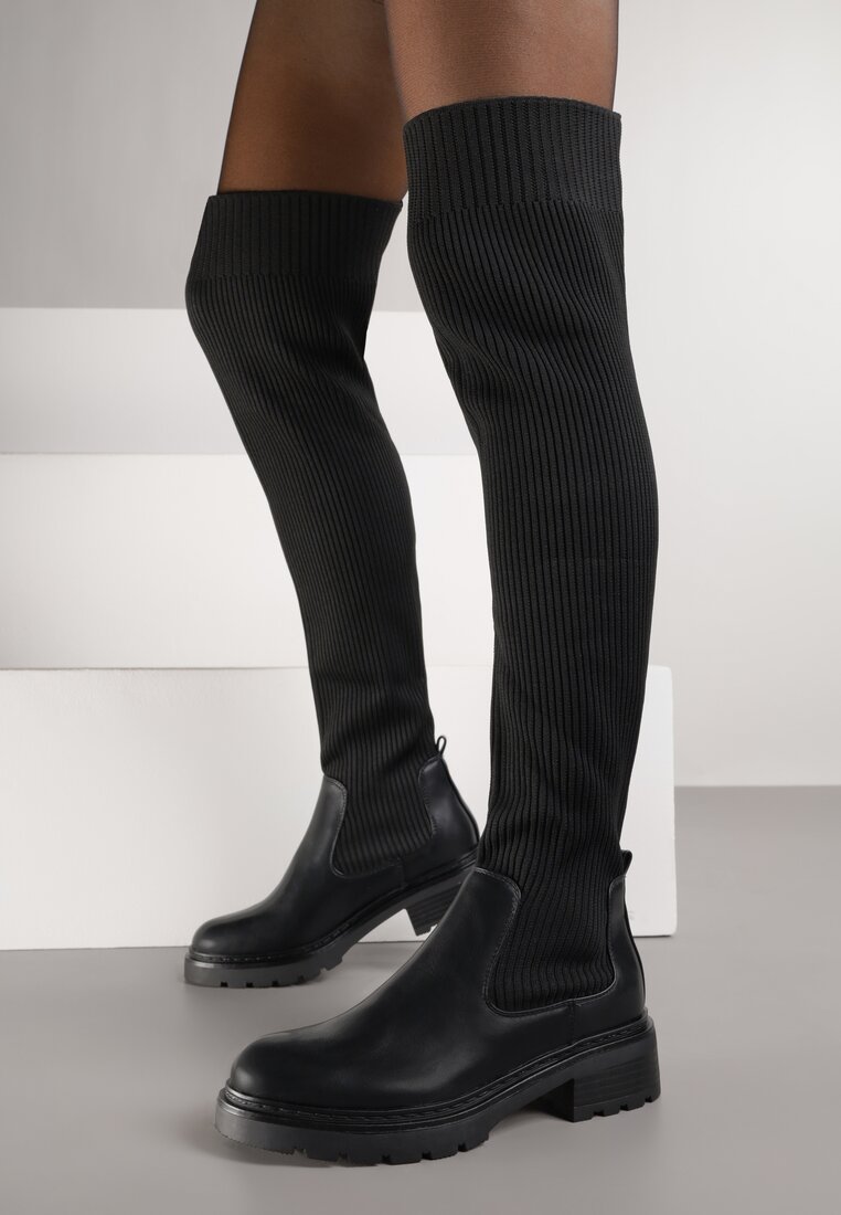 Cizme Negre cu Gambă Elastică Idandrou