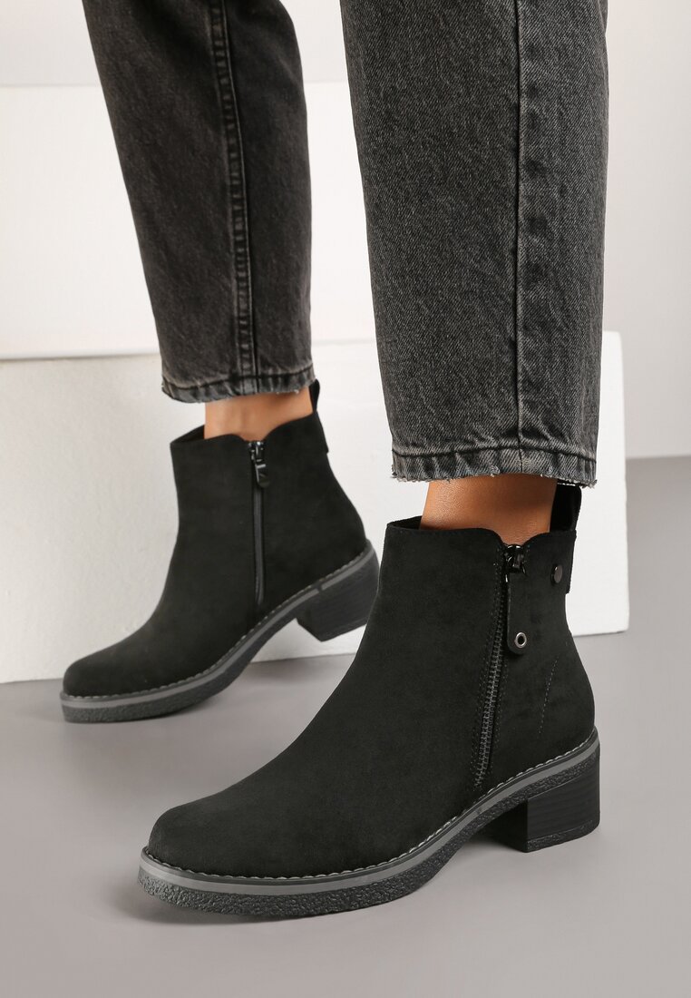 Botine Negru cu print piele de șarpe