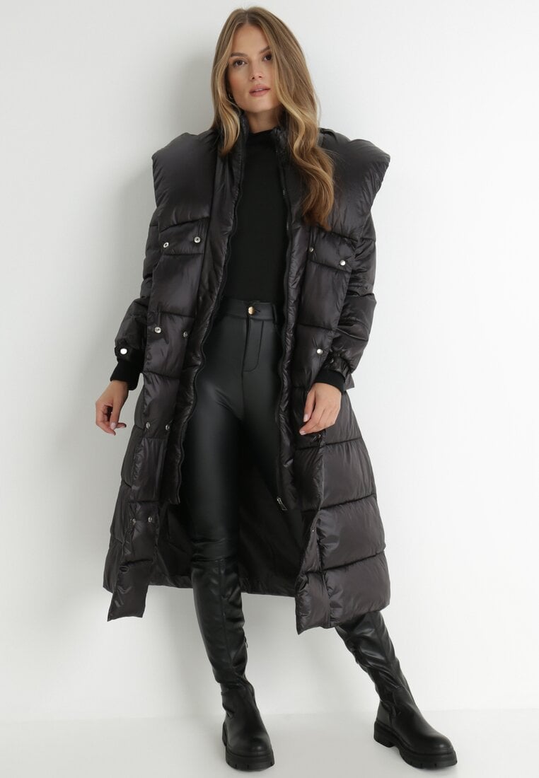 Jachetă Neagră Matlasată Lungă Drerrigale