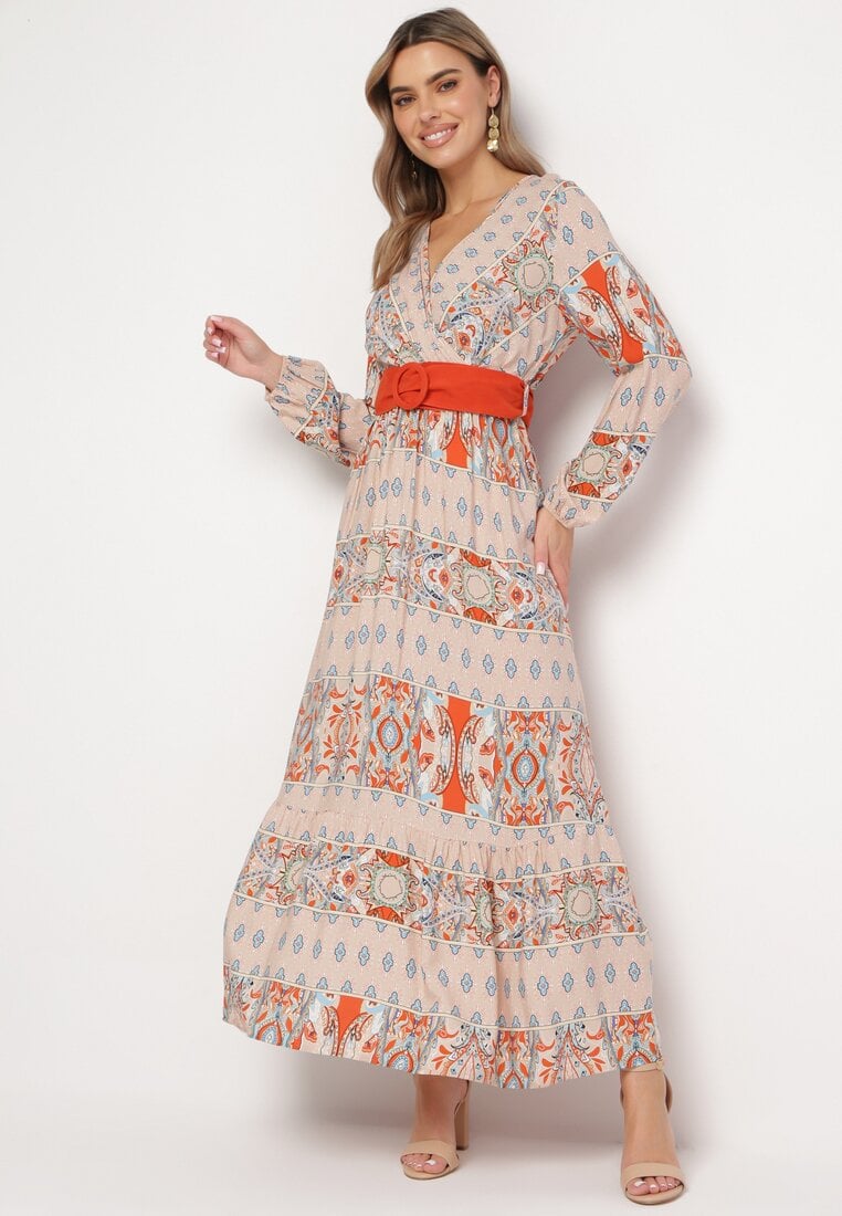 Rochie Bej deschis Cloș cu curea Nazene