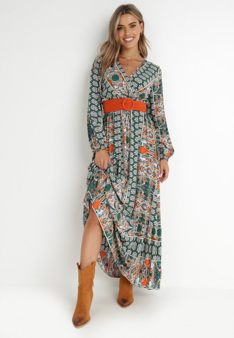 Rochie Verde Cloche cu Cordon Nazene