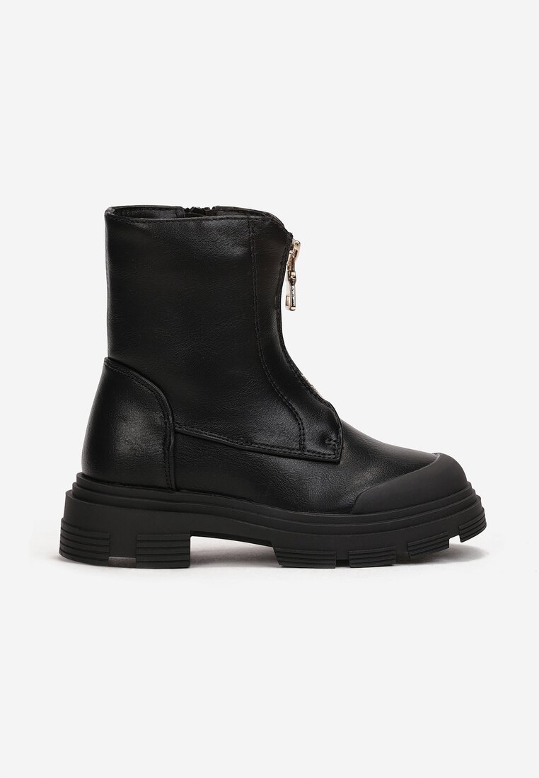 Botine stil worker Negre cu fermoar în față Fabiane