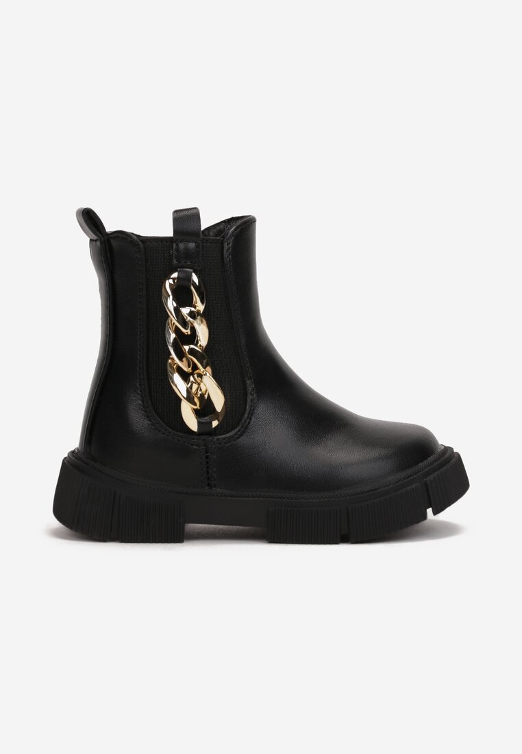 Botine Chelsea Negre cu Lanț Hilla