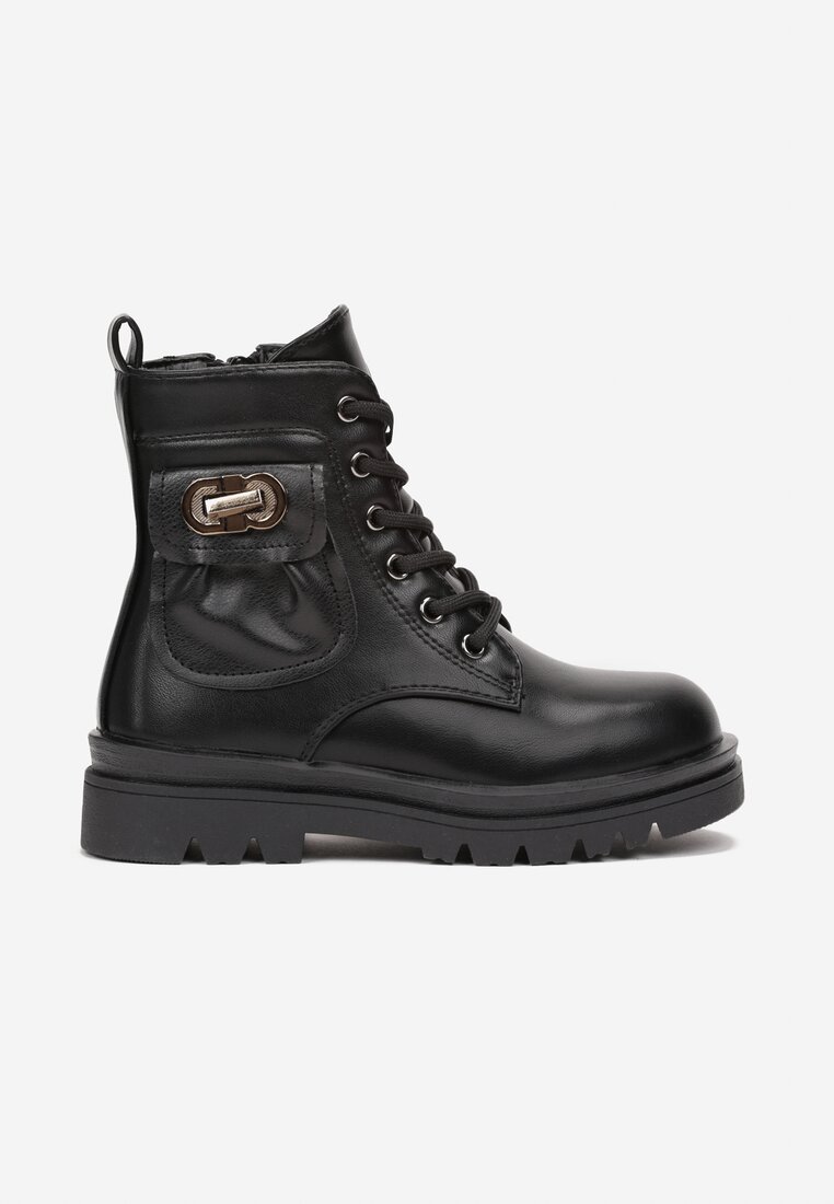 Botine Negre stil worker cu Buzunar Maerephone