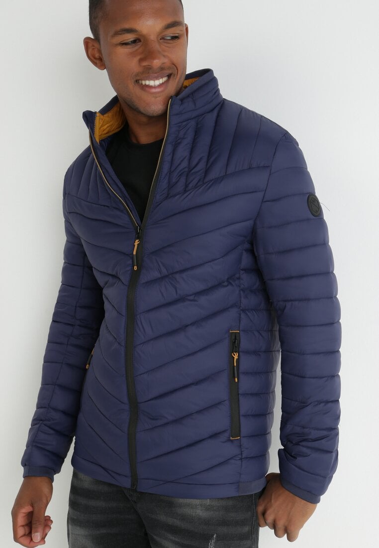 Jachetă Bleumarin Matlasată cu Guler Kogda