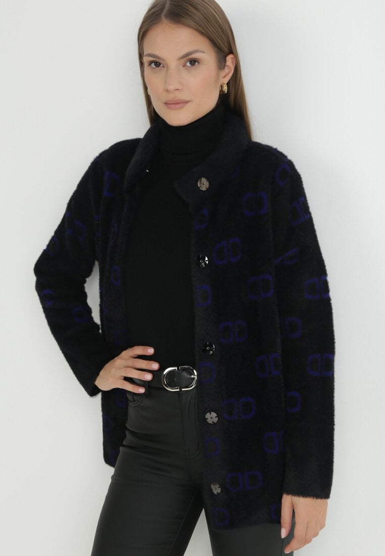 Cardigan Negru-Bleumarin Cu nasturi Arcite