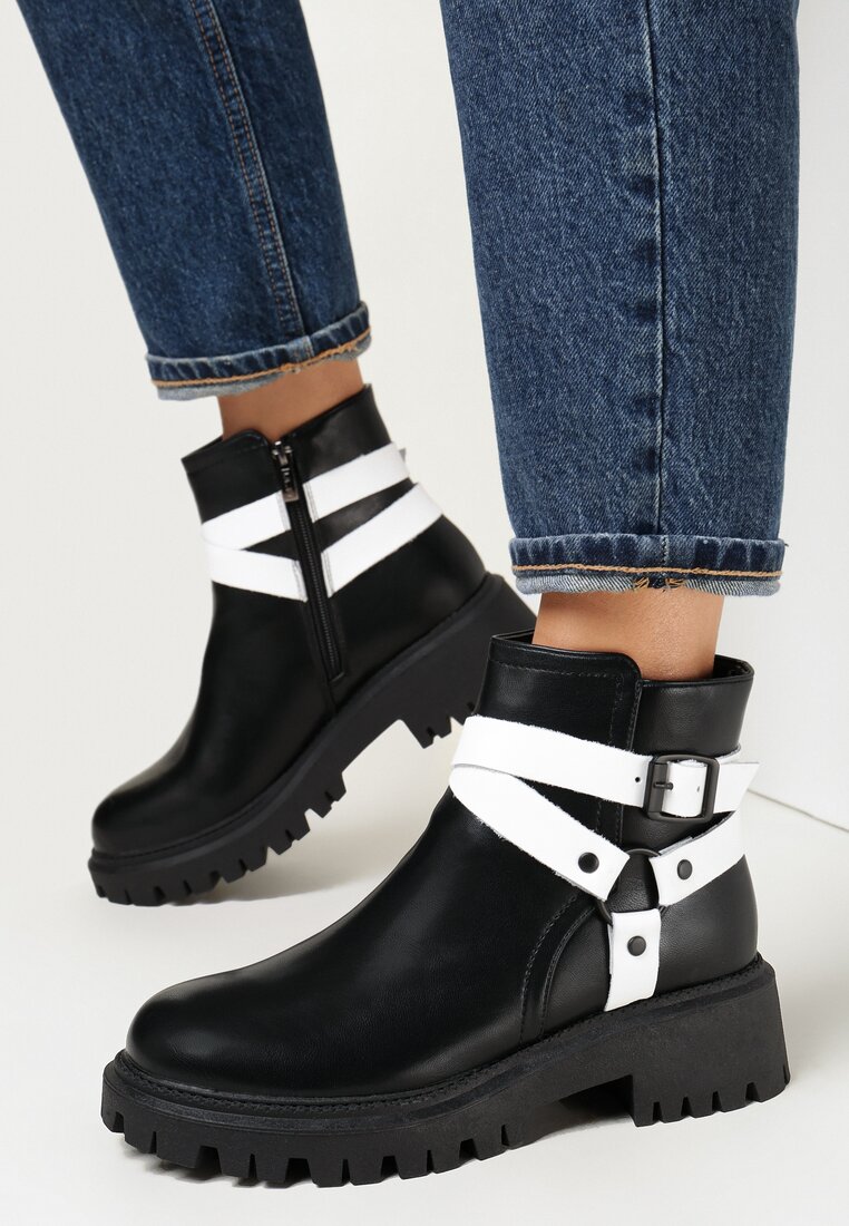 Botine Negru cu alb