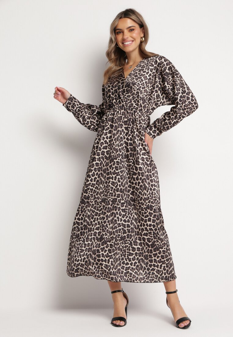 Rochie Negru-Bej Cloș cu elastic în talie Melpomene