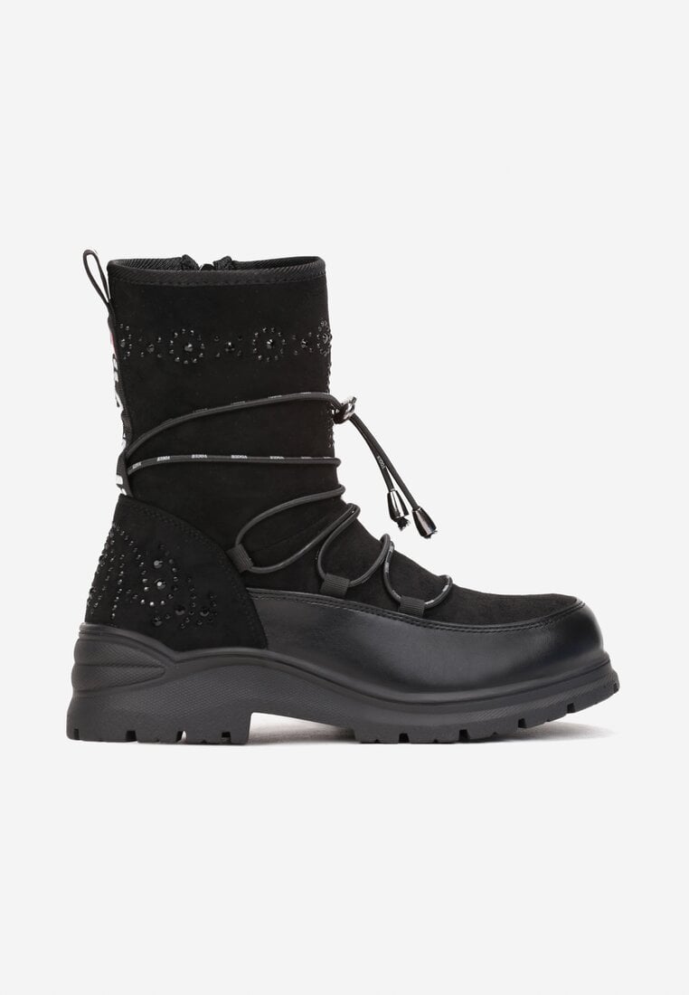 Botine Negre Cu șireturi cu Zirconii Vigile