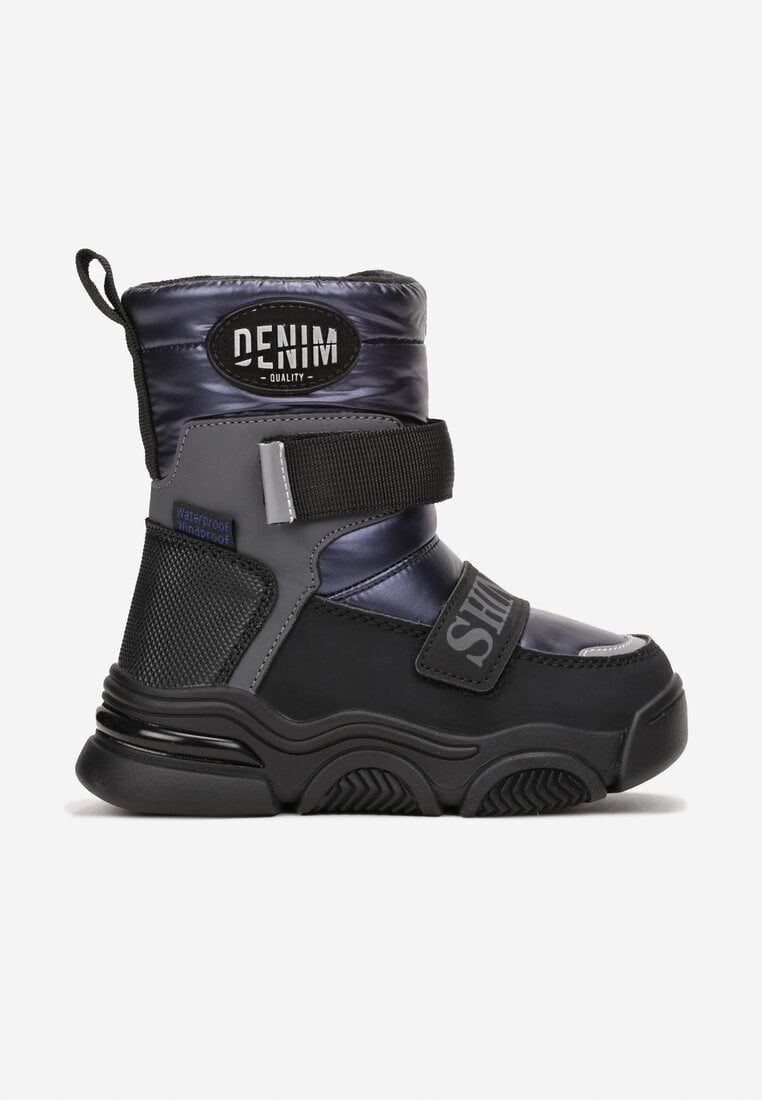 Cizme de zăpadă bleumarin cu arici și aplicații Giyi