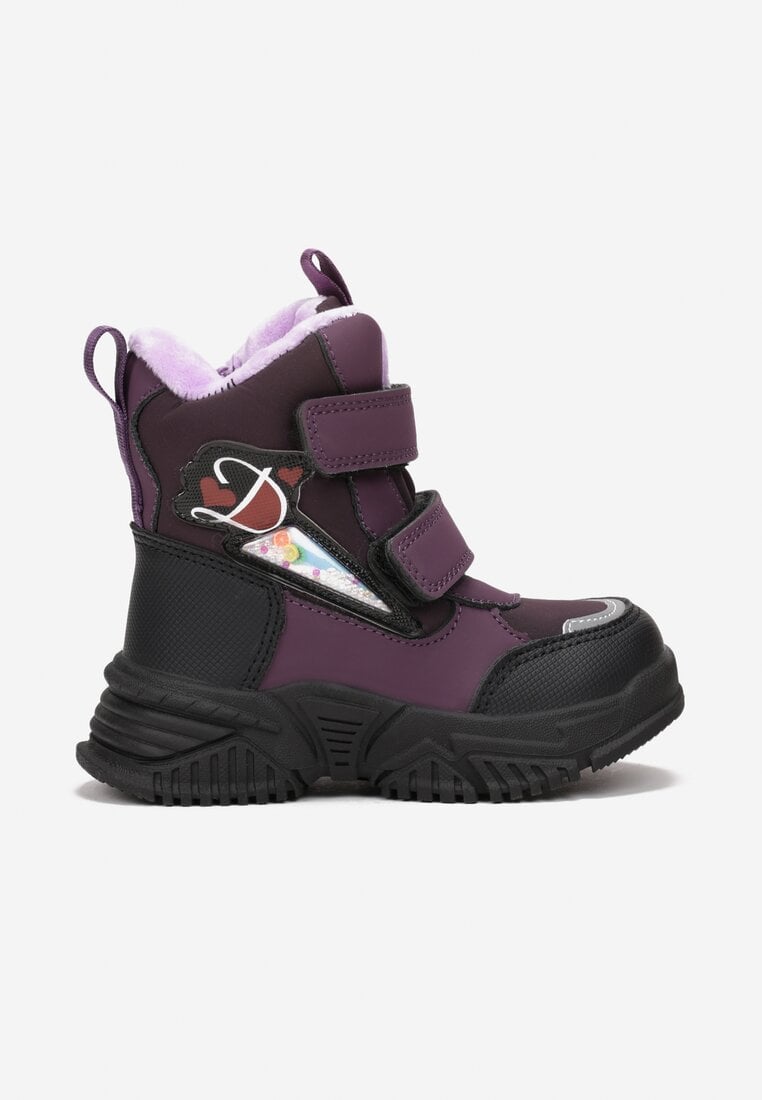 Cizme de zăpadă Violet cu Velcro cu Aplicații Makani