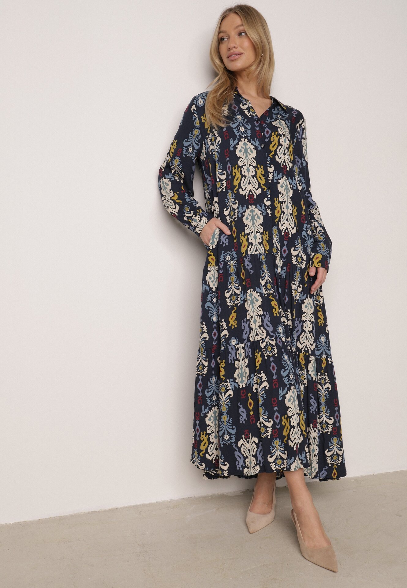 Rochie Bleumarin Tip cămașă Cloș Delirime