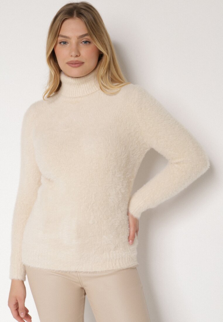 Pulover pe gât Bej deschis