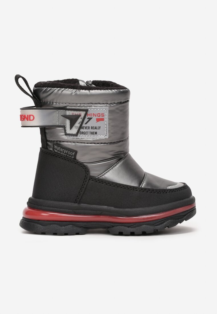 Ghete de iarnă gri cu talpă groasă cu aplicație Riantsoa