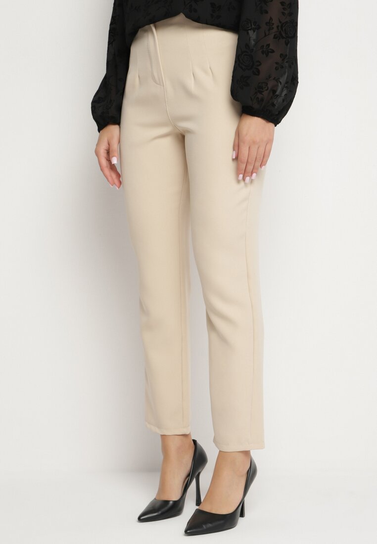 Pantaloni Bej deschis Cigaretă High Waist Caphe