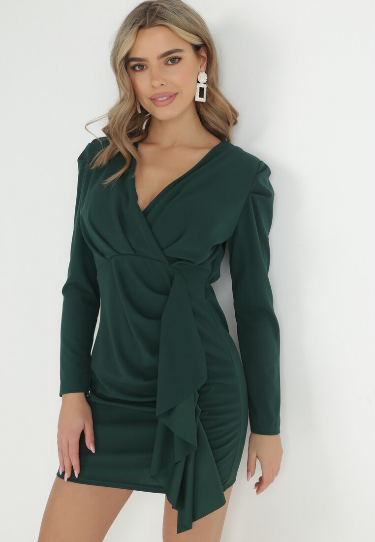Rochie Tip petrecut Verde închis cu volane Kissoc