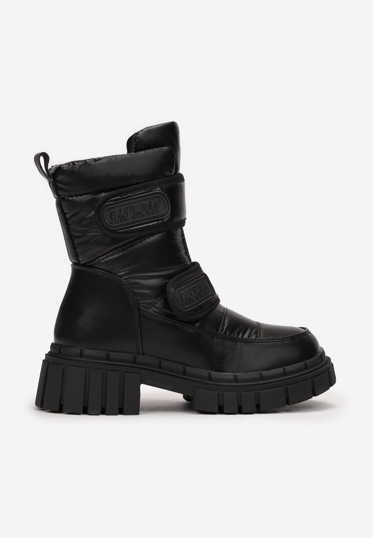 Ghete de zăpadă negre cu velcro și talpă groasă Orinor
