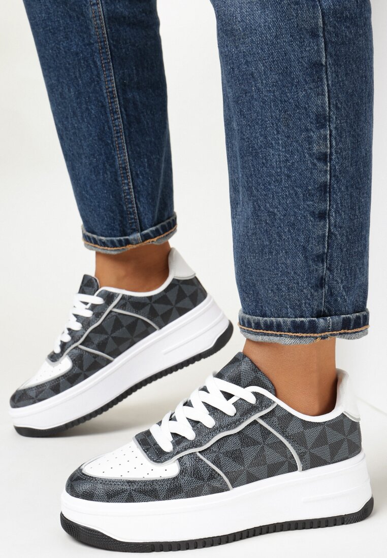 Adidași Gri cu platformă decorați cu model geometric Zamya