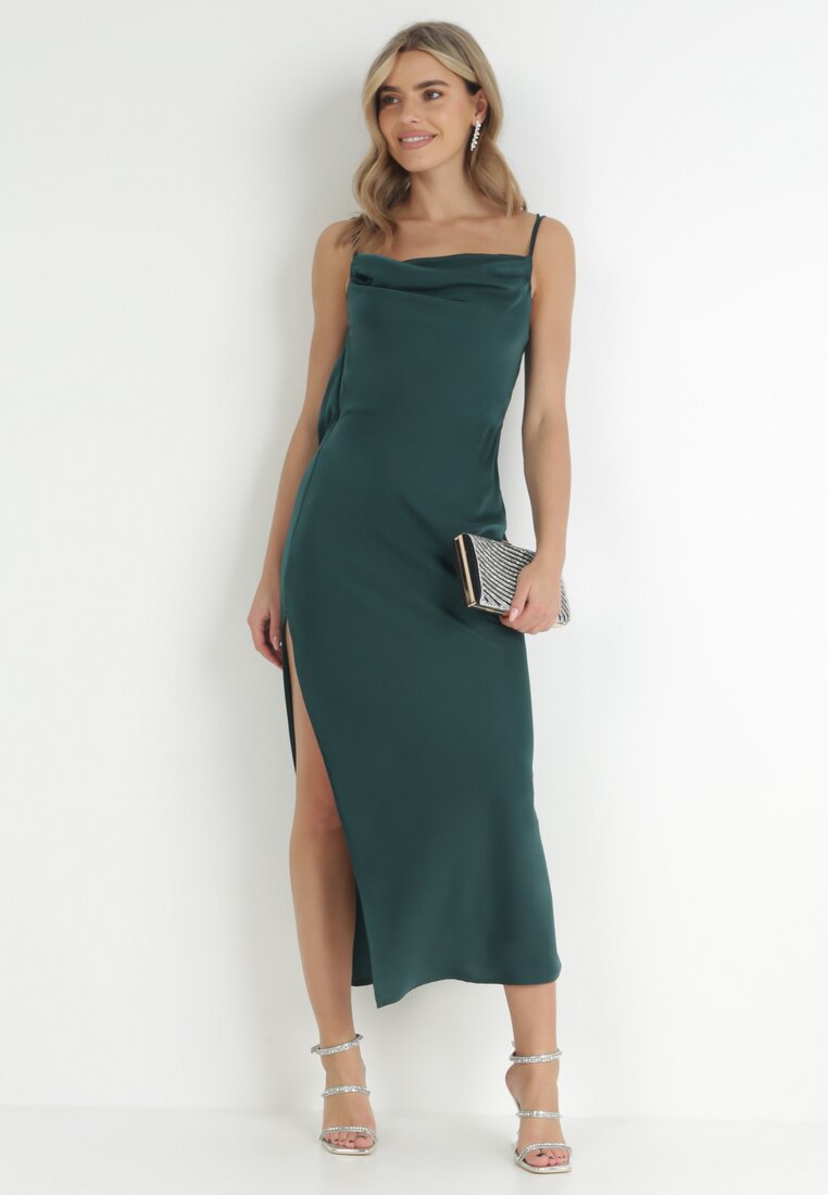 Rochie Verde cu bretele subțiri cu spatele gol Napi