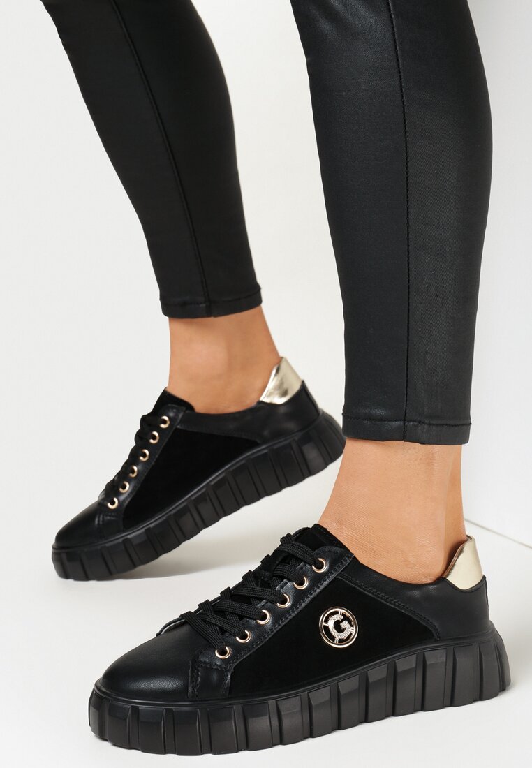 Sneakers Negru cu auriu