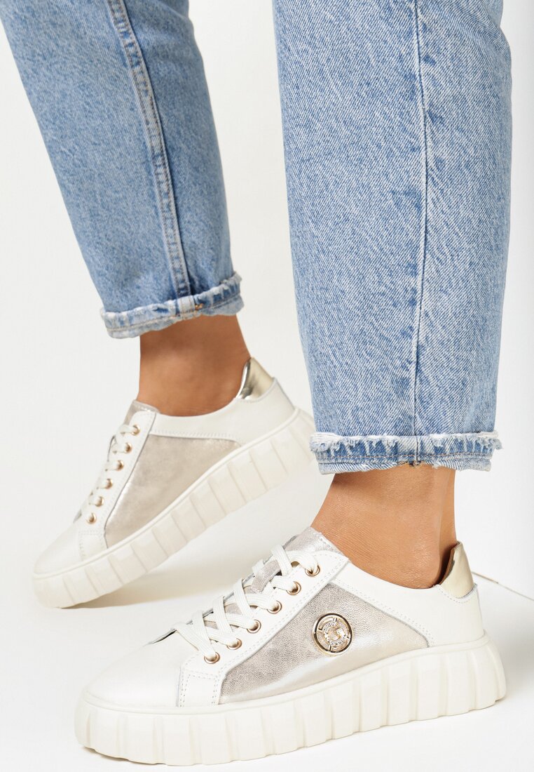 Sneakers Bej cu auriu