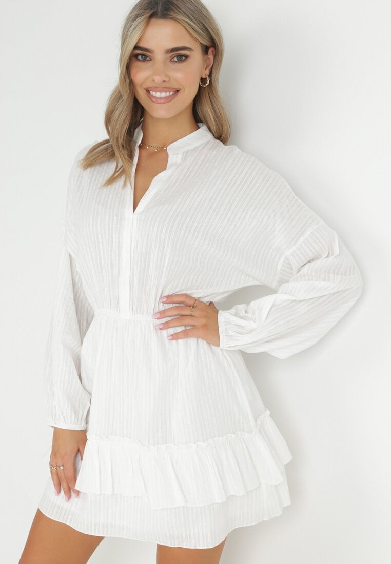 Rochie Albă tip liliac cu elastic în talie Amberly