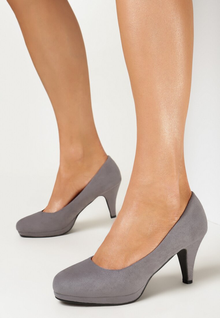 Escarpeni Gri închis cu toc conic Tafenne