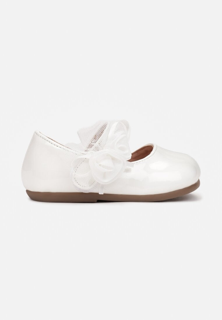 Balerini Albi Lăcuiți cu scai și trandafiri din tul Epha