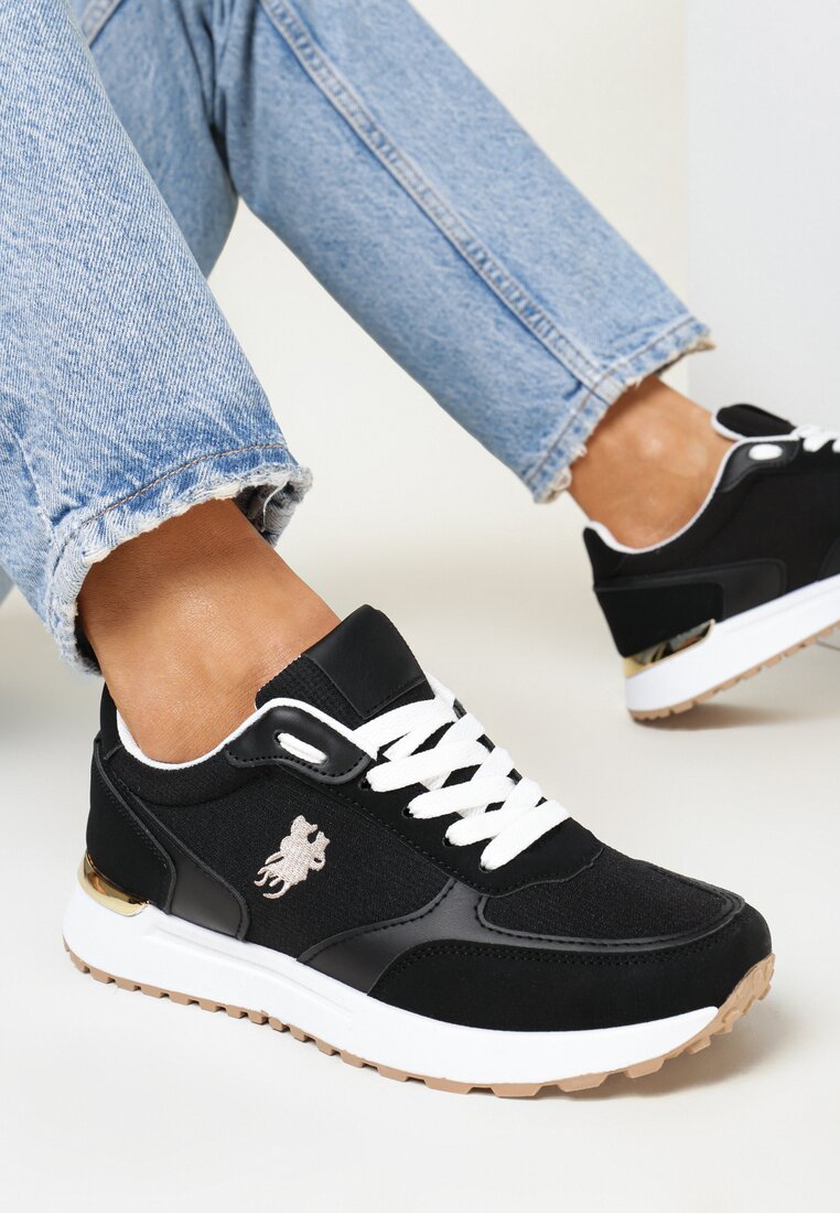 Adidași Negri cu Talpă Plată cu Inserție Metalică Ezrali