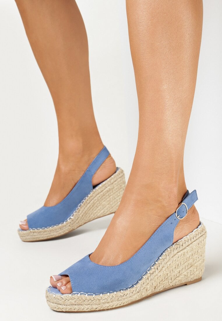 Sandale Albastre cu pană împletite cu cataramă Lyana