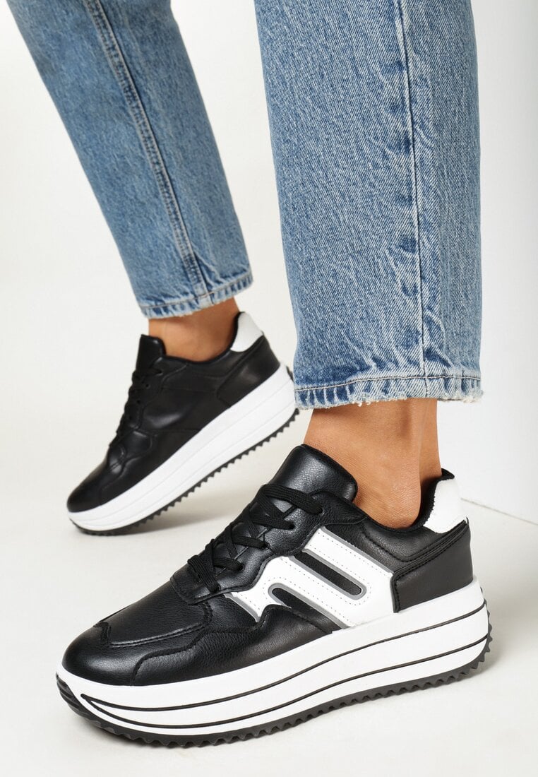 Adidași Negri pe Platformă cu Inserții Elisandra