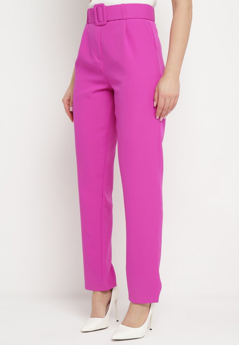 Pantaloni Fucsia de costum cu cordon Nemez