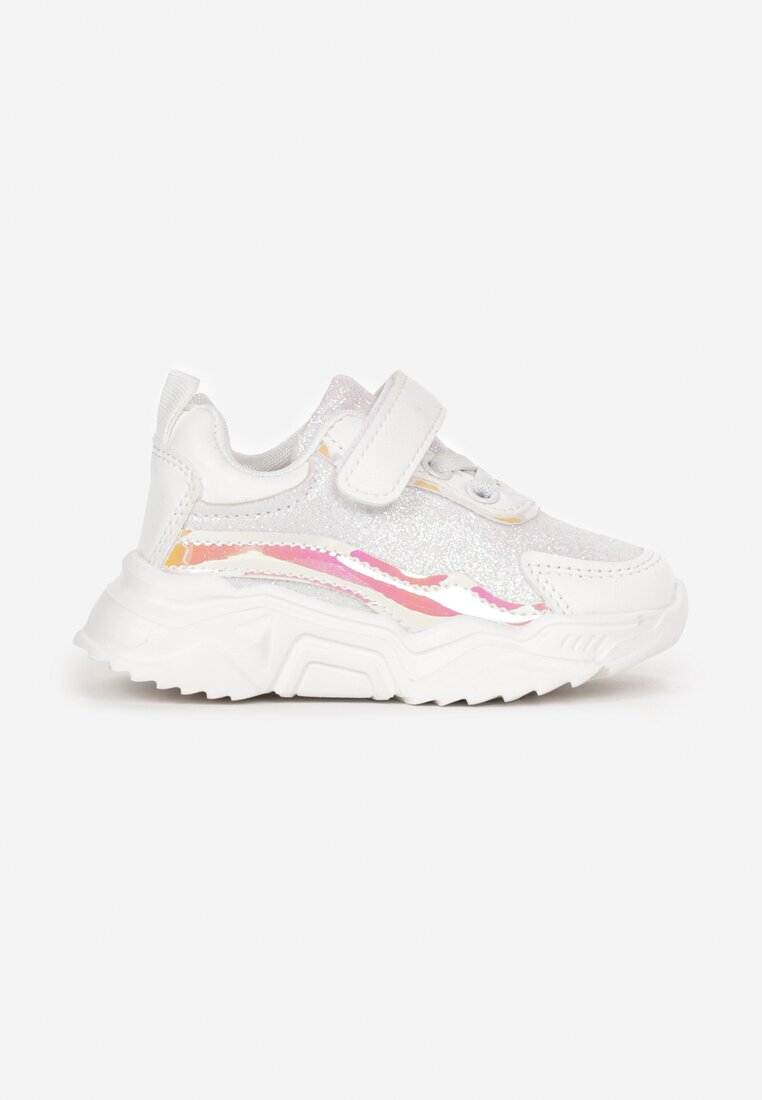 Pantofi Sport Albi cu Velcro și șireturi, cu fața strălucitoare Mikalyn