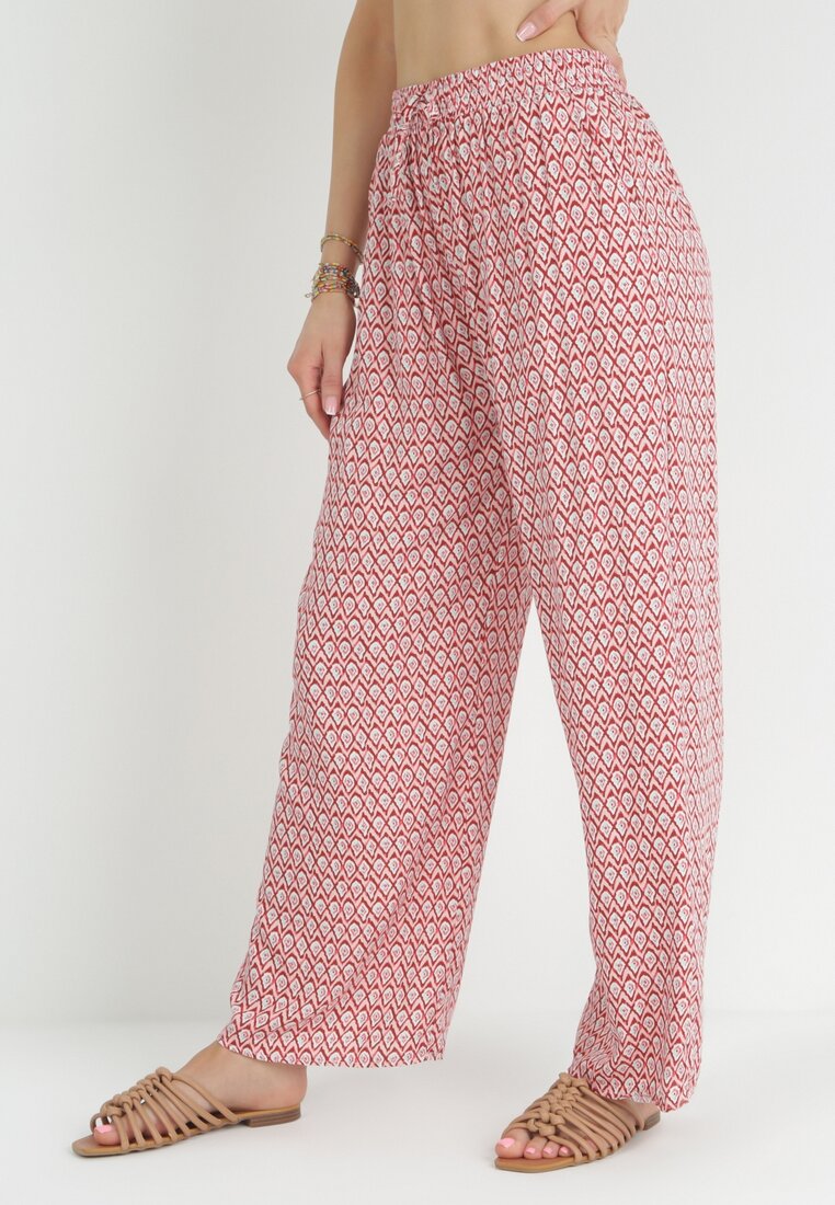 Pantaloni Largi Roz cu elastic în talie și talie normală din viscoză Timandia