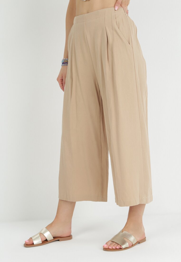 Pantaloni Culotte Bej Din bumbac Lungime 7/8 Anaim