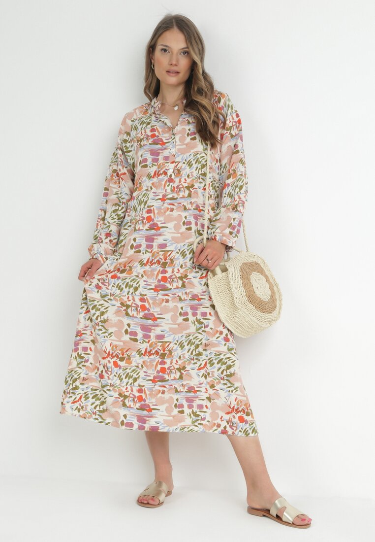 Rochie Roz Evazată cu bluză tip cămașă Hajra