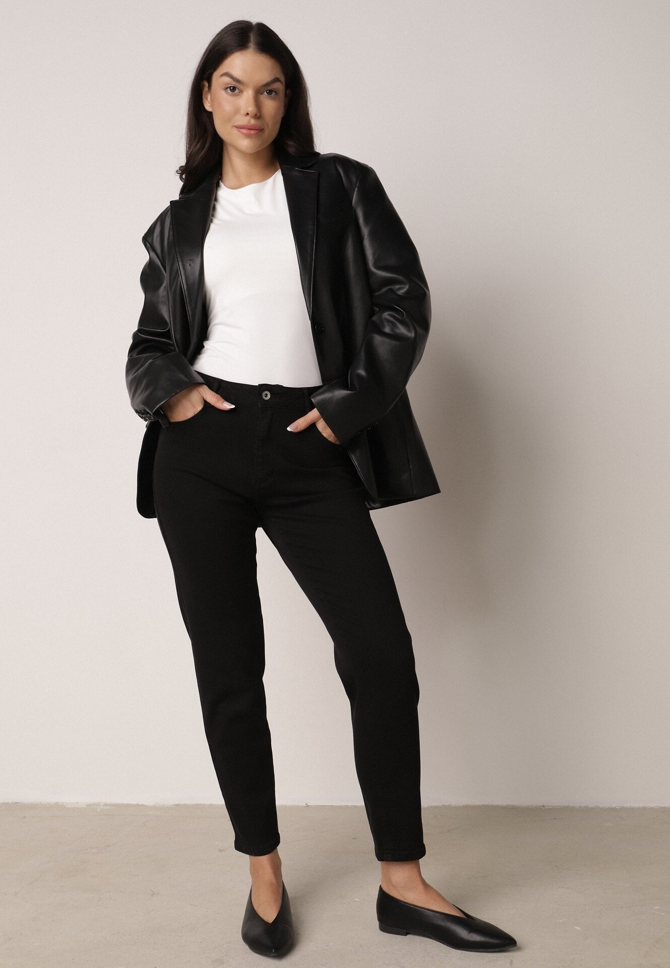 Blugi Negri Mom Fit cu Talie Înaltă Marzia