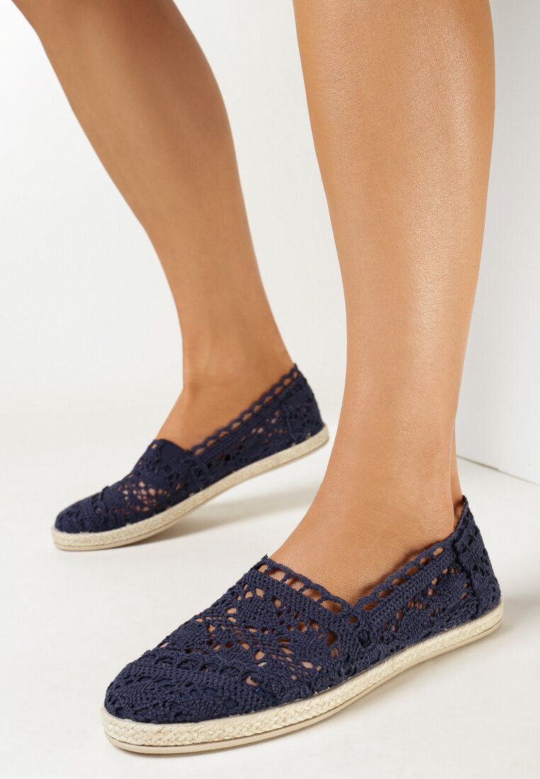Espadrile bleumarin ajurate cu împletitură de iută Adateia