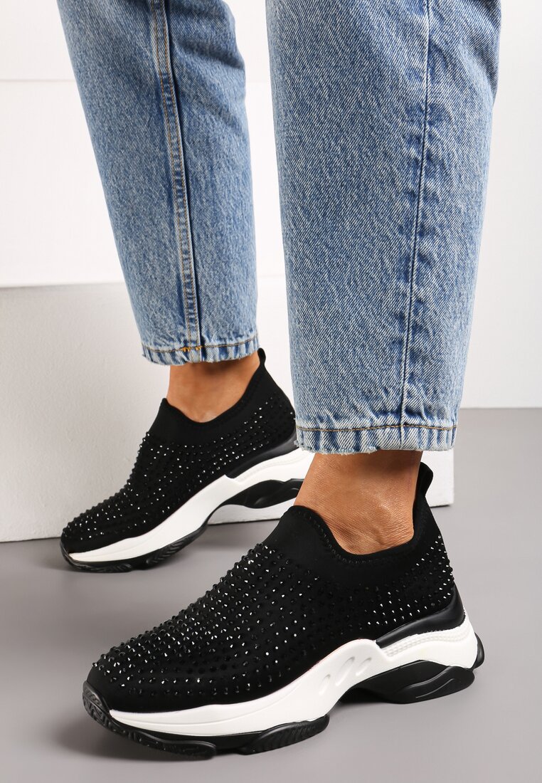 Pantofi Sport Negri cu strassuri cu talpă groasă Coneta