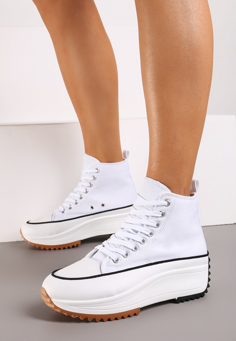 Teniși albi pe platformă până la gleznă Alamatia