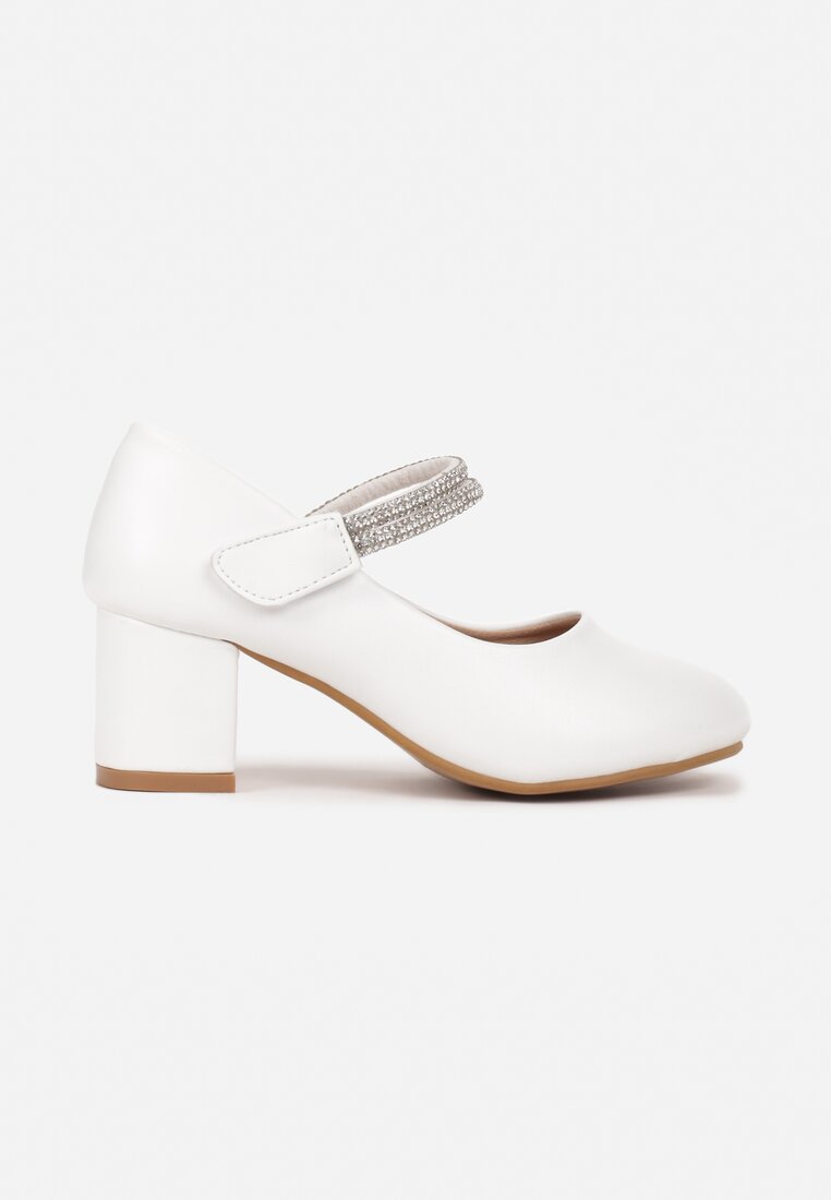 Pantofi Albi cu zirconii Miossesu