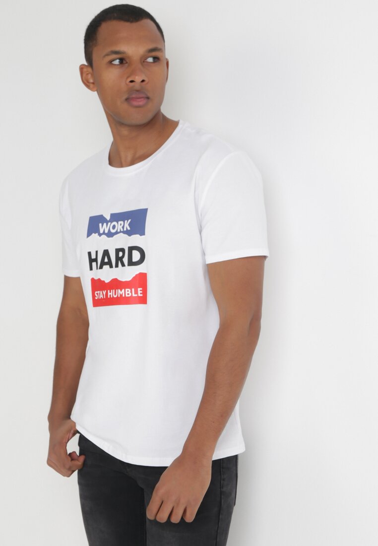 Tricou alb cu mânecă scurtă și imprimeu Evelon