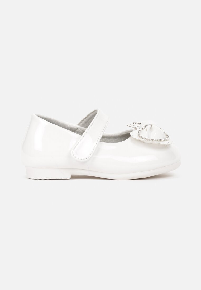 Balerini Albi cu Scai și Fundiță și Branț din Piele Naturală Hezonia