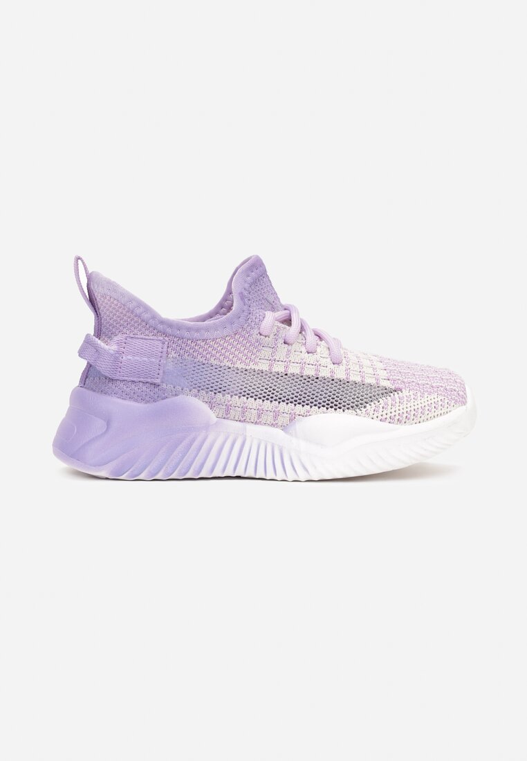 Pantofi sport Mov cu parte superioară elastică cu șireturi decorative și branț profilat Jaelyne