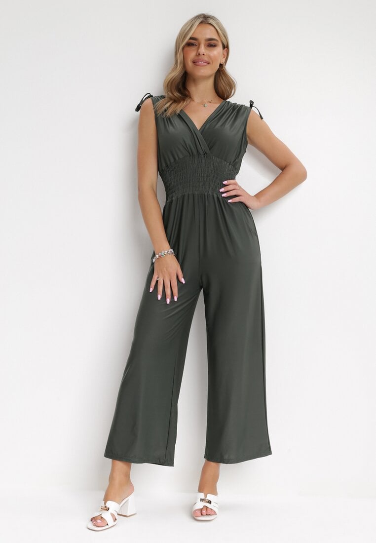 Salopetă Verde închis fără mâneci cu elastic lat în talie Sanyah