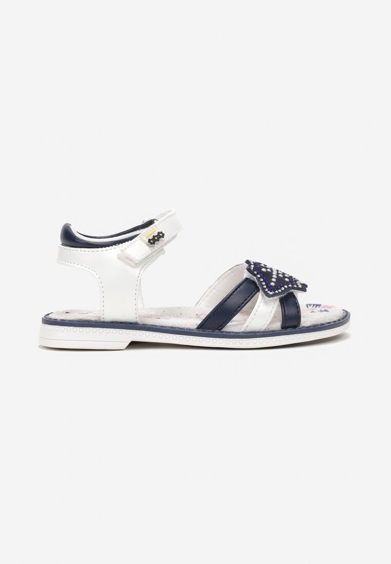 Sandale Alb cu bleumarin