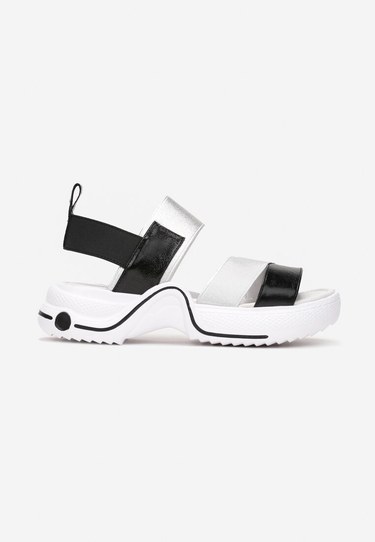 Sandale Argintii cu Talpă Groasă cu Branț din Piele Naturală Armana