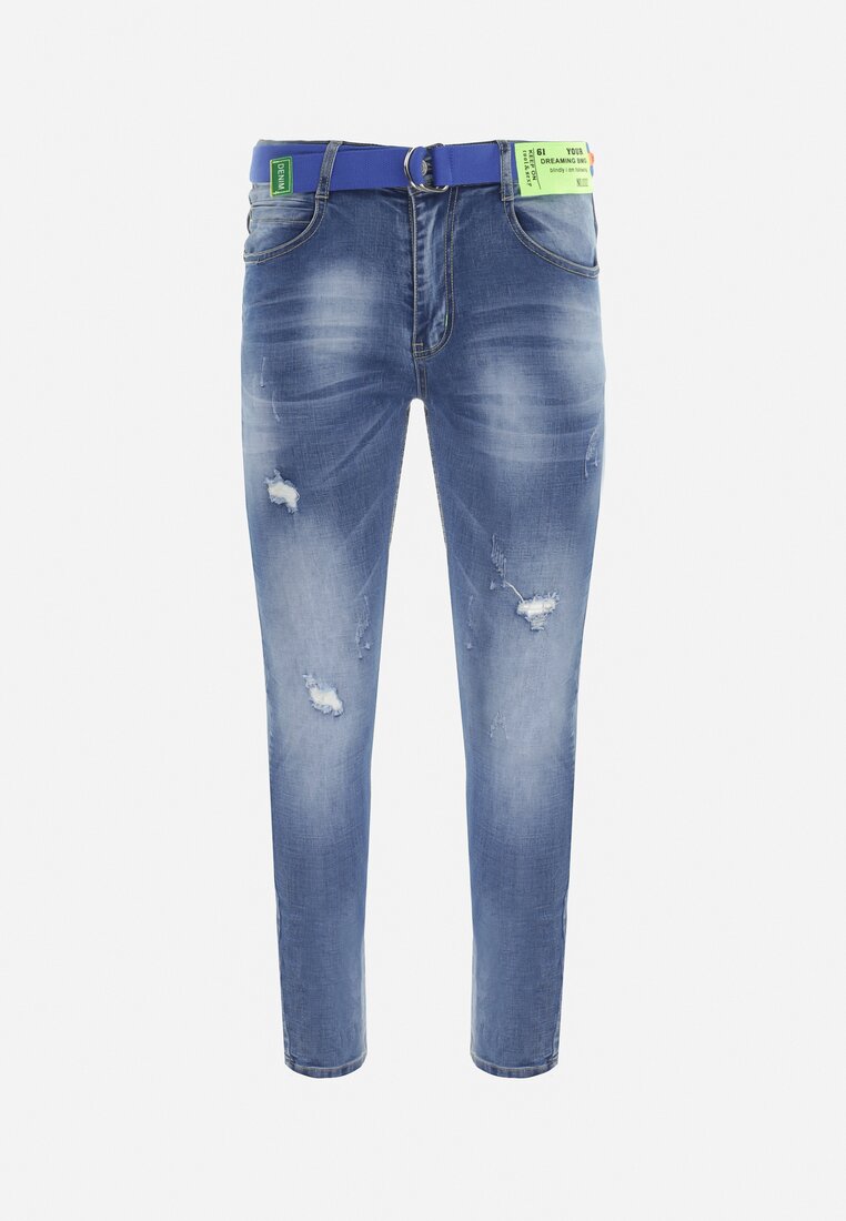 Blugi Bleumarin Regular cu Decupaje și Curea Sagunto