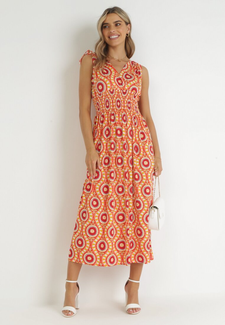 Rochie Cloș Maxi Portocalie cu elastic în talie Branna