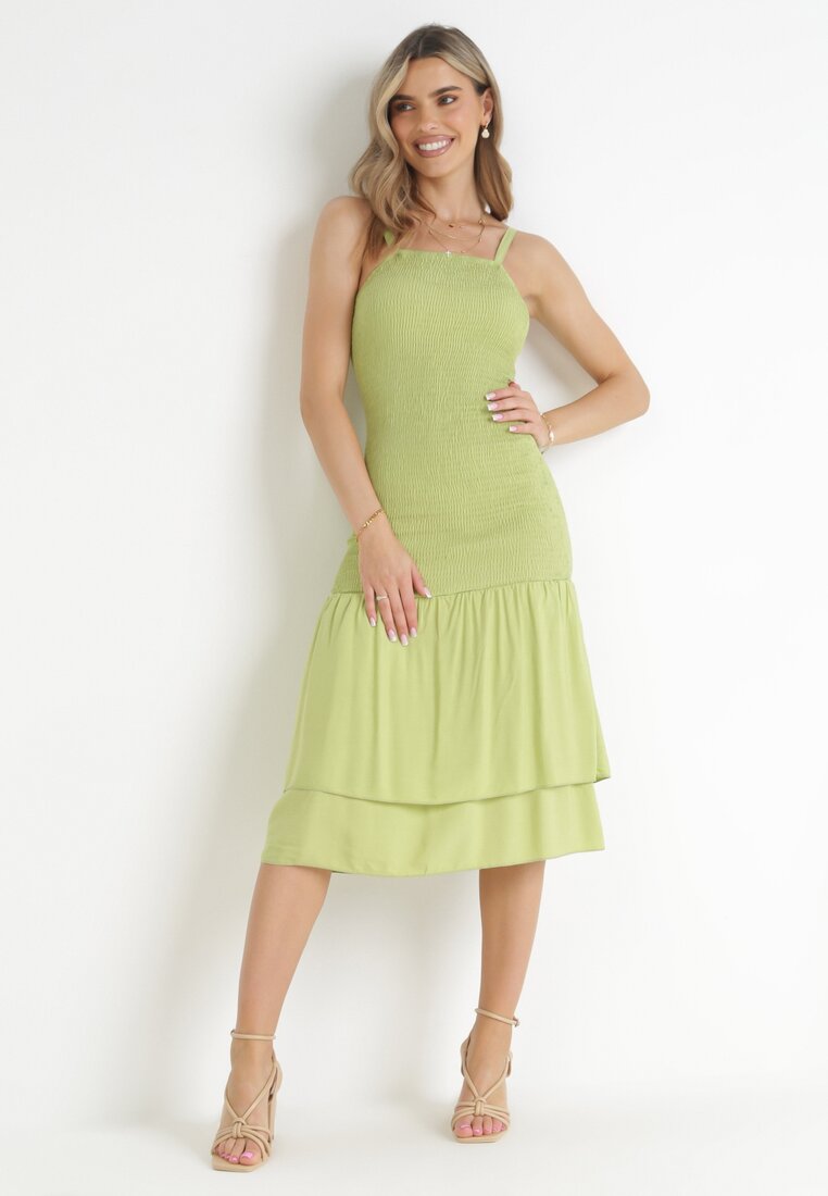 Rochie Verde Vâscoză Midi cu croială mulată Ilynn